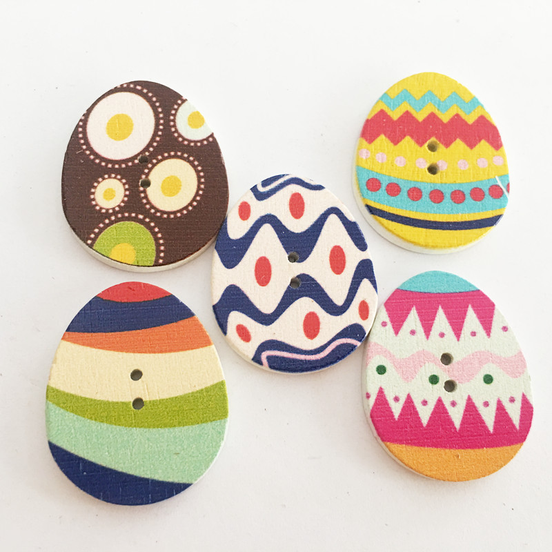 复活节彩蛋可爱卡通木头扣彩印DIY服装辅料木质纽扣配件小额批发