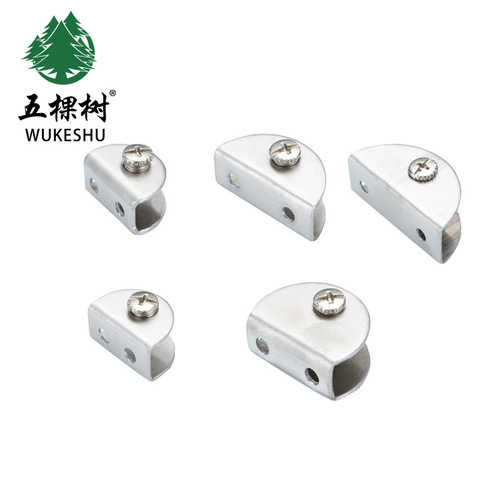 Thickened stainless steel glass clamp Semi-circular glass layer plate glass fixing clip Bathroom shower room partition