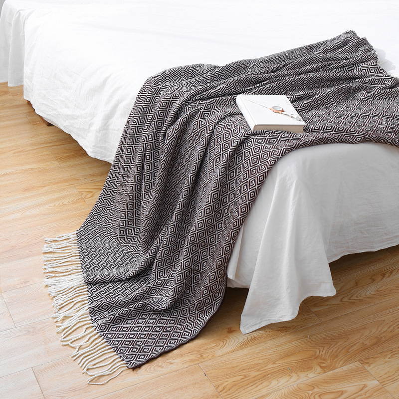 Acrylic Woven Blanket Jacquard Diamond Tassel Blanket Knitted Aircraft Blanket Cashmere Wool Blanket Shawl Sofa Blanket Acrylic Woven Blanket Jacquard Diamond Tassel Blanket Knitted Aircraft Blanket Cashmere Wool Blanket Shawl Sofa Blanket