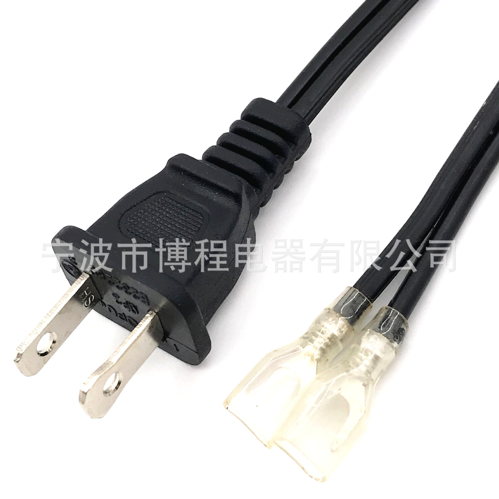 1.5米美标电源线带孔两扁插头线美规两芯电源线美式二插尾带端子