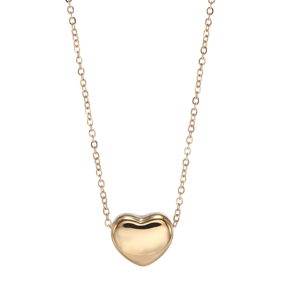 Korean Simple Necklace Women Stainless Steel Heart-shaped Necklace Plated 24k Gold Necklace Wholesale display picture 8
