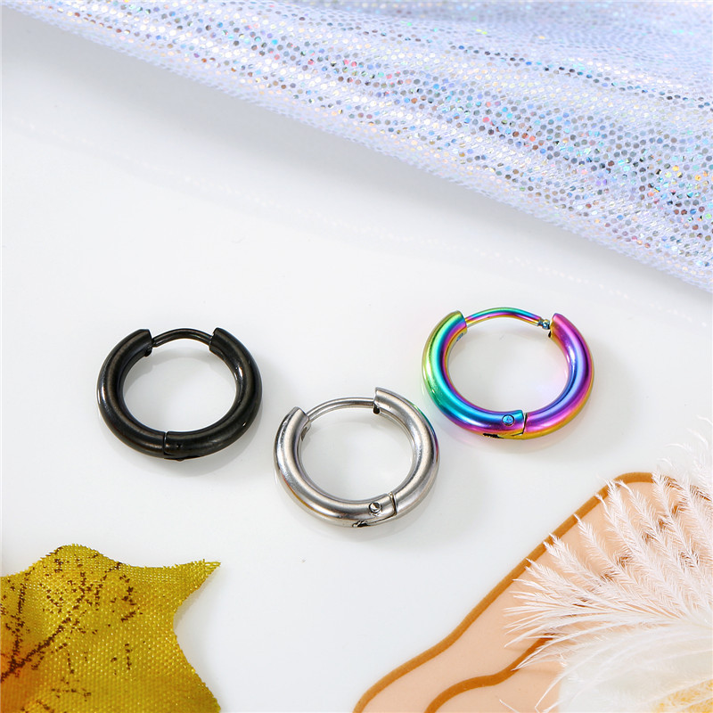 Color Retention Colorful Stainless Steel Ear Buckle Wild Earrings Wholesale display picture 7