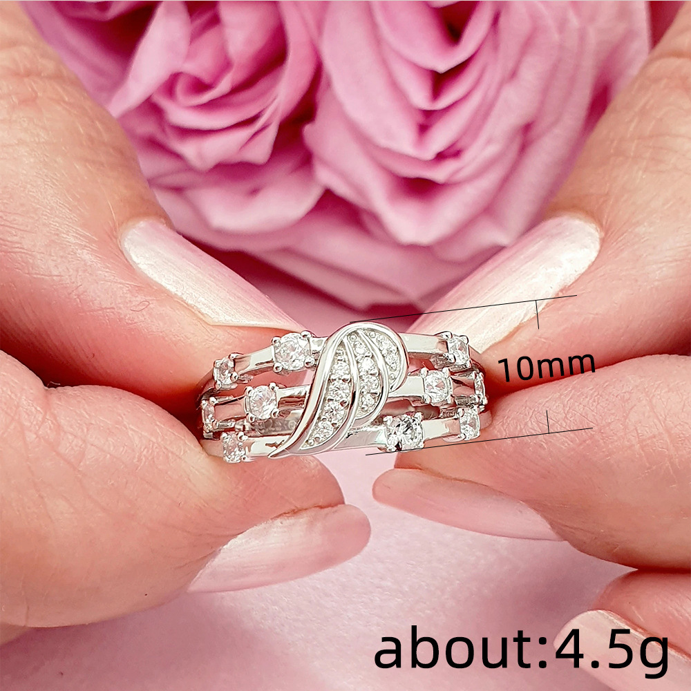 De Gros Style IG Style Simple Ailes Le Cuivre Incruster Zircon Anneaux display picture 1