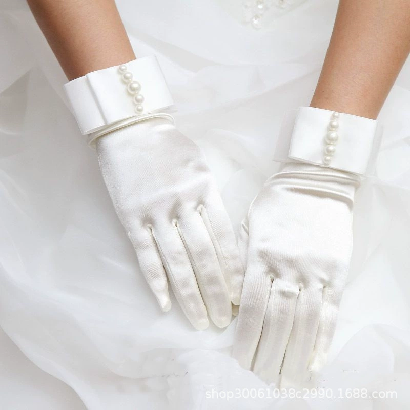 Gloves, wedding dress, accessory from pearl for bride