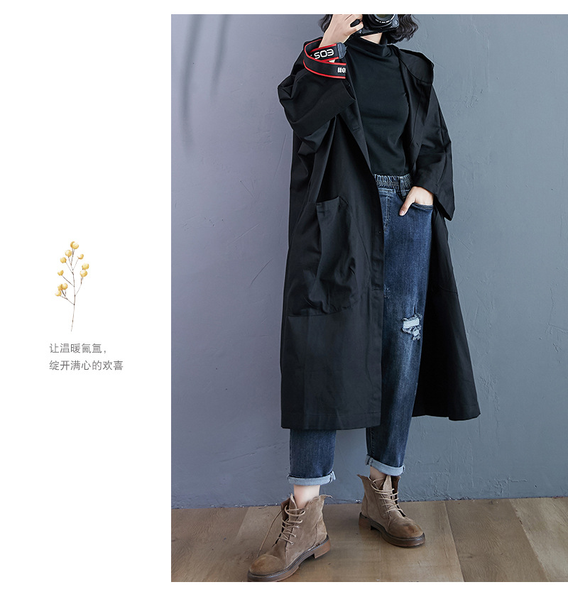 Coat Tops Type Casual Long Length Women's Windbreaker Coat With Large Pockets Commute Friendly Loose Fit Pure Color Polyester Fiber