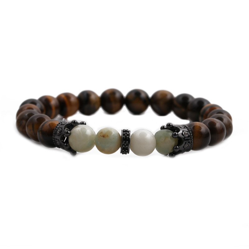 New Simple Tiger Eye Turquoise Volcanic Stone Crown Bracelet display picture 4