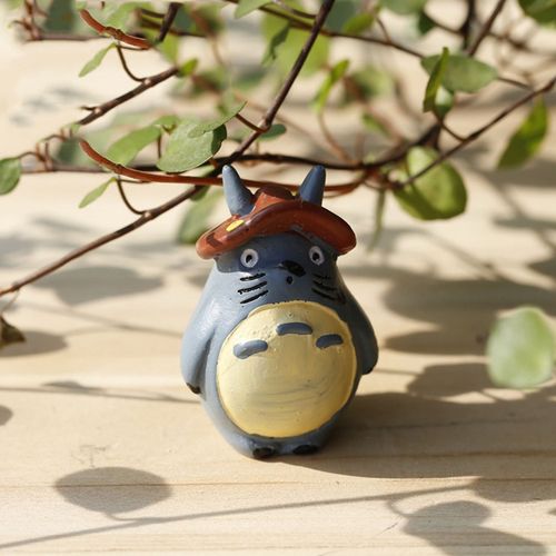 Moss micro-landscape decoration DIY assembly ornaments fishing lotus leaf umbrella three Totoro station sign resin ornaments