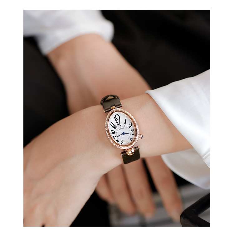 Stile di design, temperamento alla moda, quadrante a forma di goccia, lusso leggero, orologio da donna alla moda con diamanti intarsiati, orologio da donna al quarzo impermeabile_voghion.com