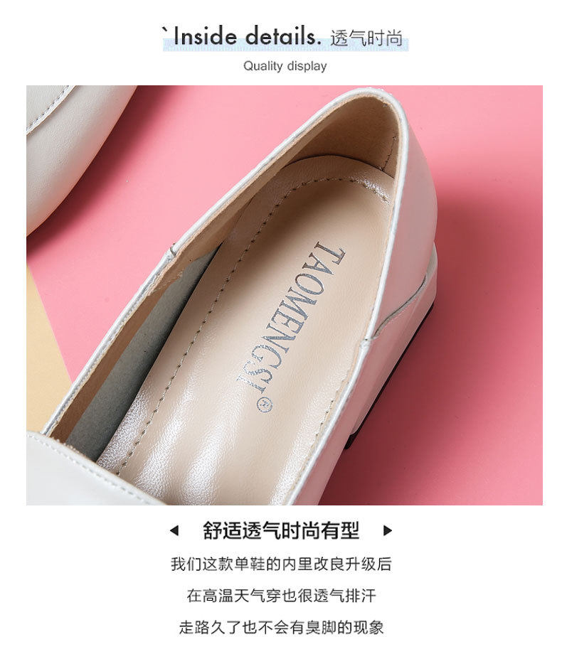 Giày lười nữ da mũi vuông khóa cài kiểu Anh, gót thấp 1–3 cm — Màu mơ, Màu đen chi tiết 8