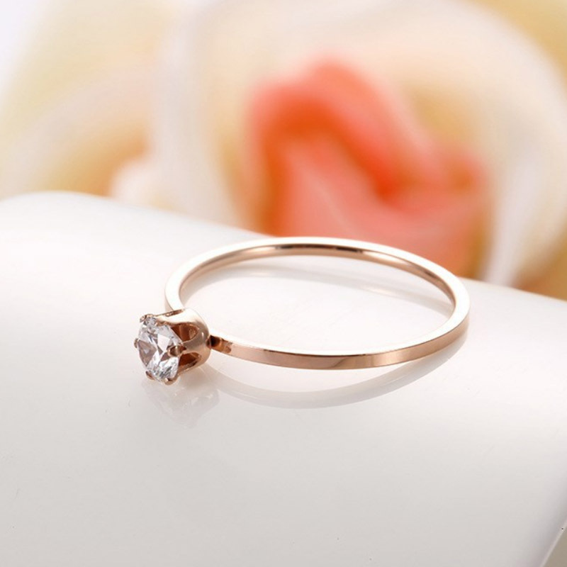 Daily Occasion Titanium Steel Material Simple Style Solid Color Titanium Steel Inlay Rhinestones Rings 1 Piece