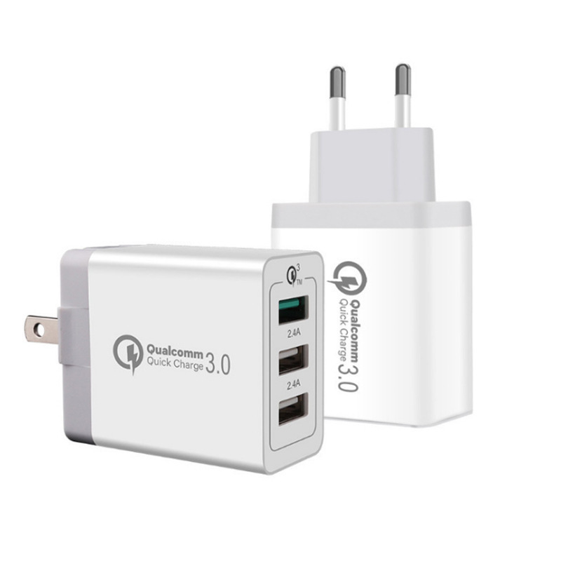 Chargeur de téléphone portable 3USB QC30, voyage rapide, direct QC3.0 + 2.4 + 2.4, tête de charge, offre spéciale_voghion.com