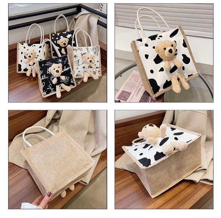 Wholesale 2020 new Instagram winter cute bear Japanese women's bags, cartoon student fashion hand-held trendy fabric bags undefined