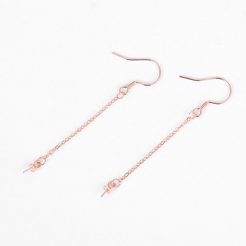 S925 sterling silver tassel cross ear wire long universal ear hook empty tray DIY handmade pearl earring accessories