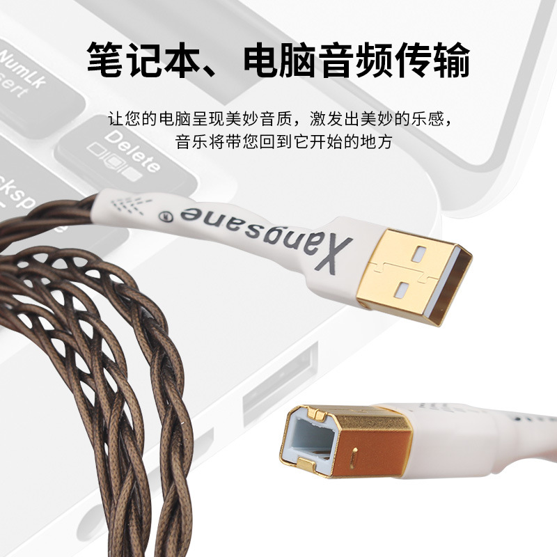 Xangsane/象神发烧单晶铜镀银USB音频线HiFi音响电脑音视频连接线
