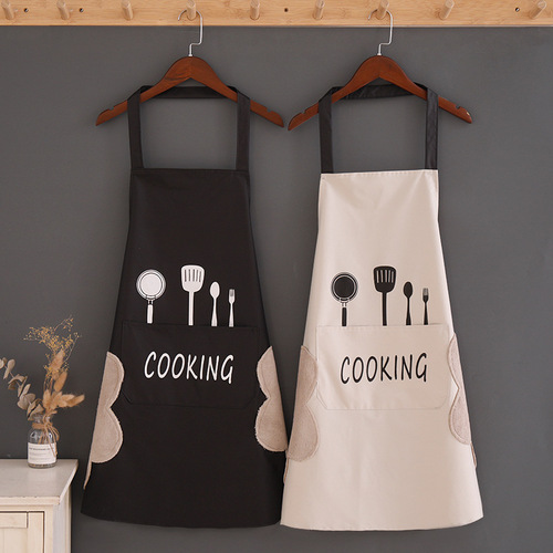Apron household waterproof and oil-proof smock women's fashion apron kitchen cooking apron can wipe hands apron smock customized