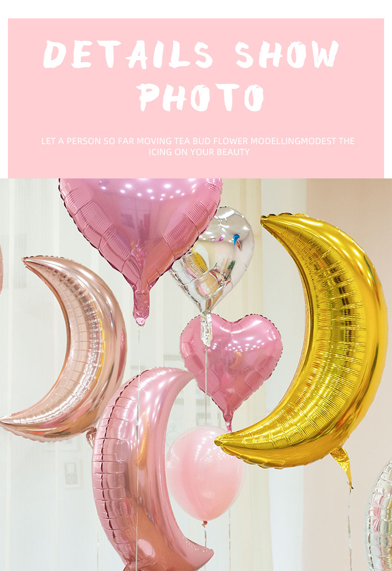 Birthday Party Decoration Layout Large Moon Aluminum Foil Balloon Party Aluminum Film Balloon Wholesale display picture 3