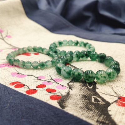 冰种彩玉水草玉石手链玛瑙玉髓手链 男女款情侣学生闺蜜饰品手串
