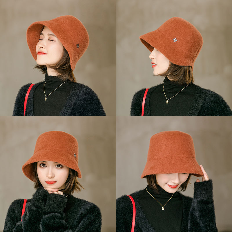 Ull bucket hat för kvinnor höst vinter trendig varm_voghion.com