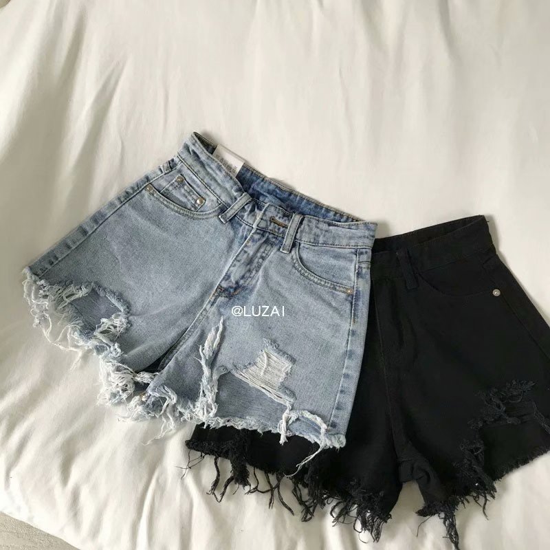 Summer high-waist denim shorts children...