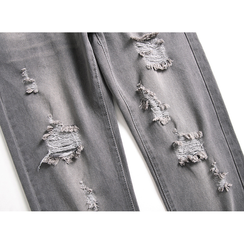 Neue Herren-Jeans im Used-Look, modische und lässige Jeans mit geradem Bein_voghion.com