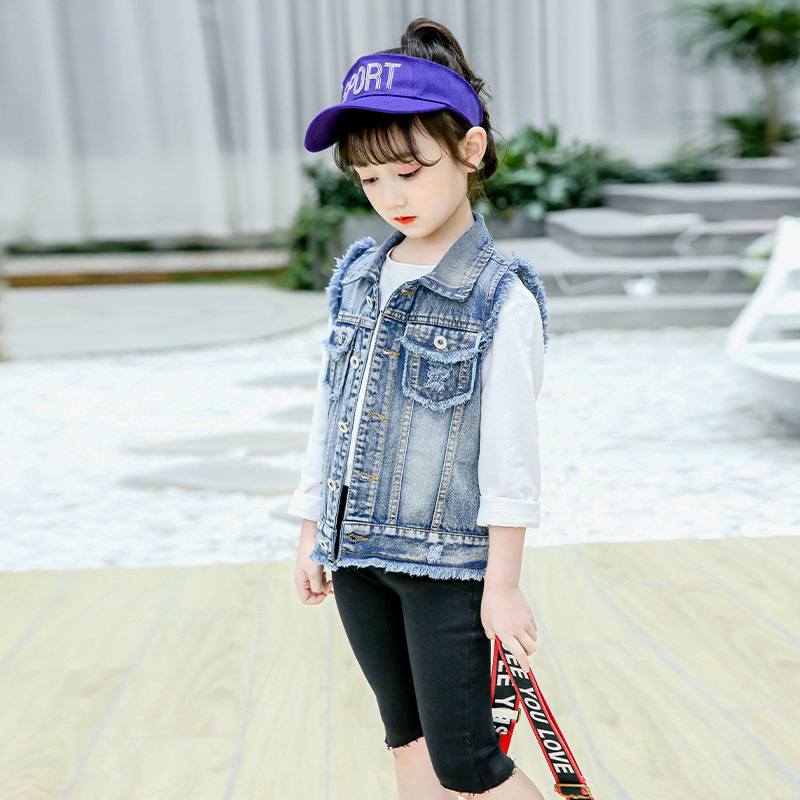girl spring and autumn children cowboy Vest 2021 new pattern Korean Edition CUHK Western style Exorcism vest Little Girl waistcoat