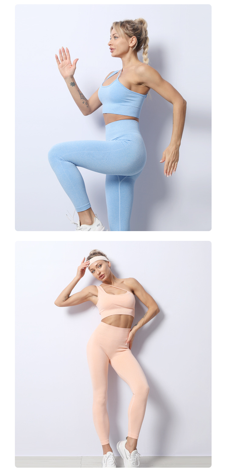 solid color one-shoulder bra tight-fitting pants yoga set  NSZJZ54061