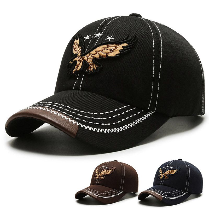 Hat Men's and Women's Baseball Hat New Polyester Cotton Twill Embroidery Eagle Couple Sunshade and Sun Protection Tidal Duck Tongue Hat_voghion.com