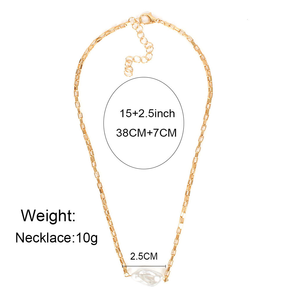 Fashion Bohemian Necklace Short Paragraph Shaped Imitation Pearl Pendant Clavicle Chain  Wholesale Nihaojewelry display picture 1