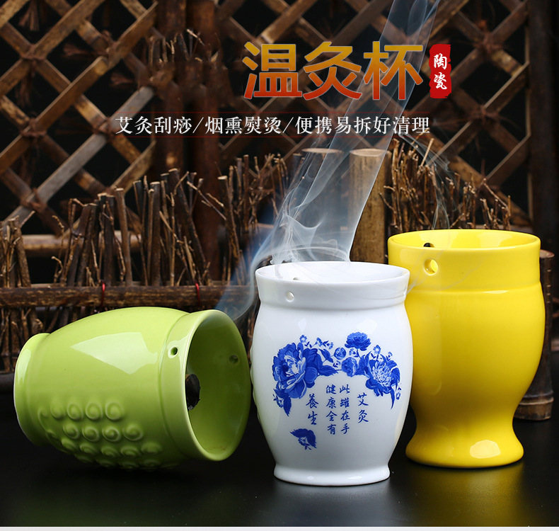 Ceramic Moxibustion Cup Gua Sha Tool Double Layer Warming Massage Device for Home Wellness quality and texture
