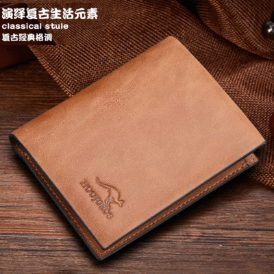 广州工厂直销新款男士钱包短款 真皮商务复古油蜡纯牛皮钱包定制|ms
