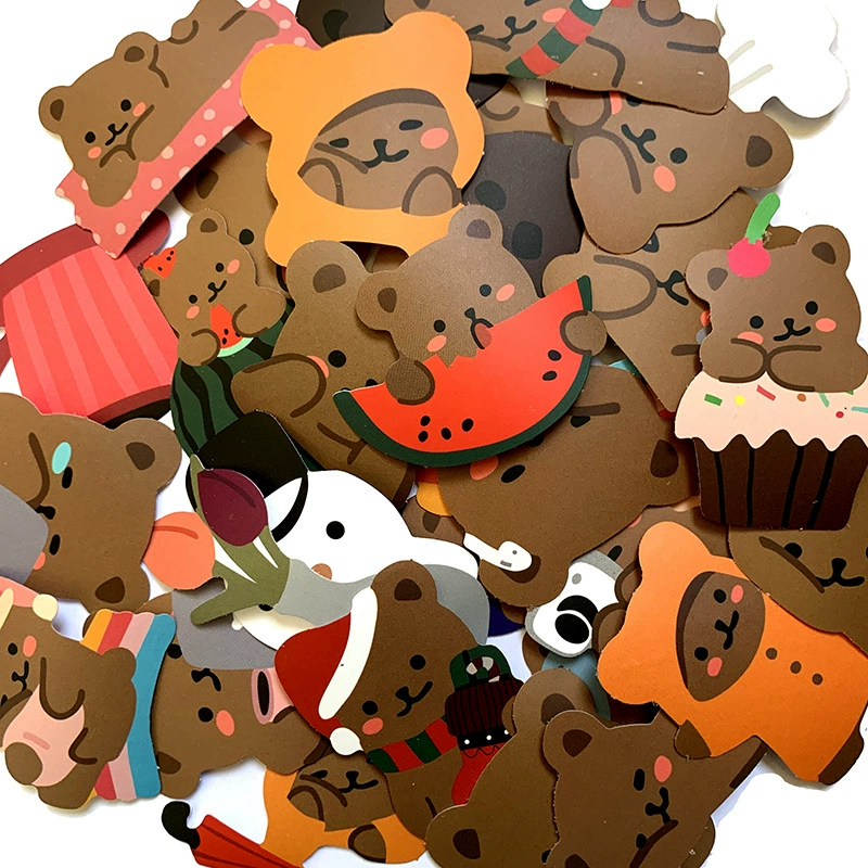 Cute cartoon waterproof sticker, decorations, electric car, tablet phone holder, retroreflective suitcase, with little bears