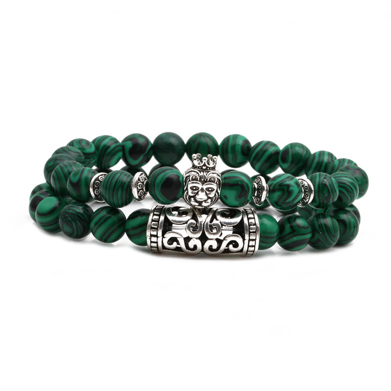 Malachite Owl Buddha Head Codo Set Pulsera Lion Head Elephant Beaded Bracelet display picture 11