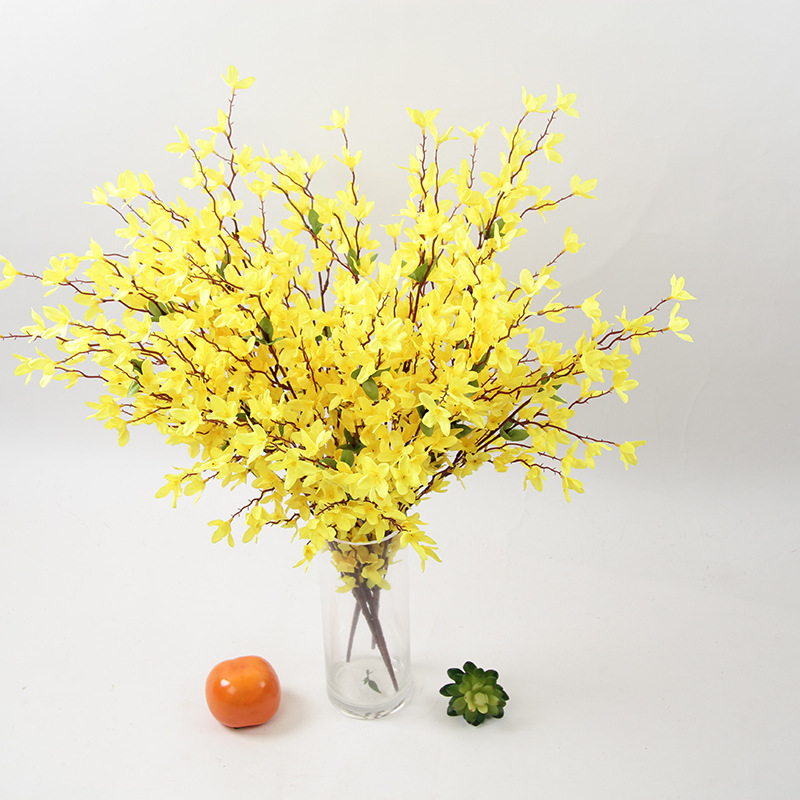 仿真花把束迎春花批发高仿真装饰绢花摆设桌面插花拍摄道具手工花|ru