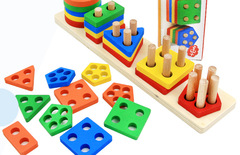 Children's educational early learning baby geometric shape stacking block matching building blocks toy for toddlers cross-border teaching aids