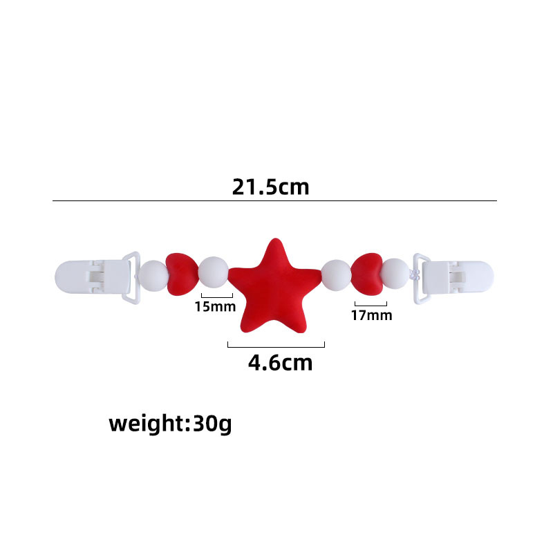 Bebé dibujos animados gran estrella chupete cadena pañuelo clip bebé calmante de silicona molar Juguete plástico doble cabeza clip