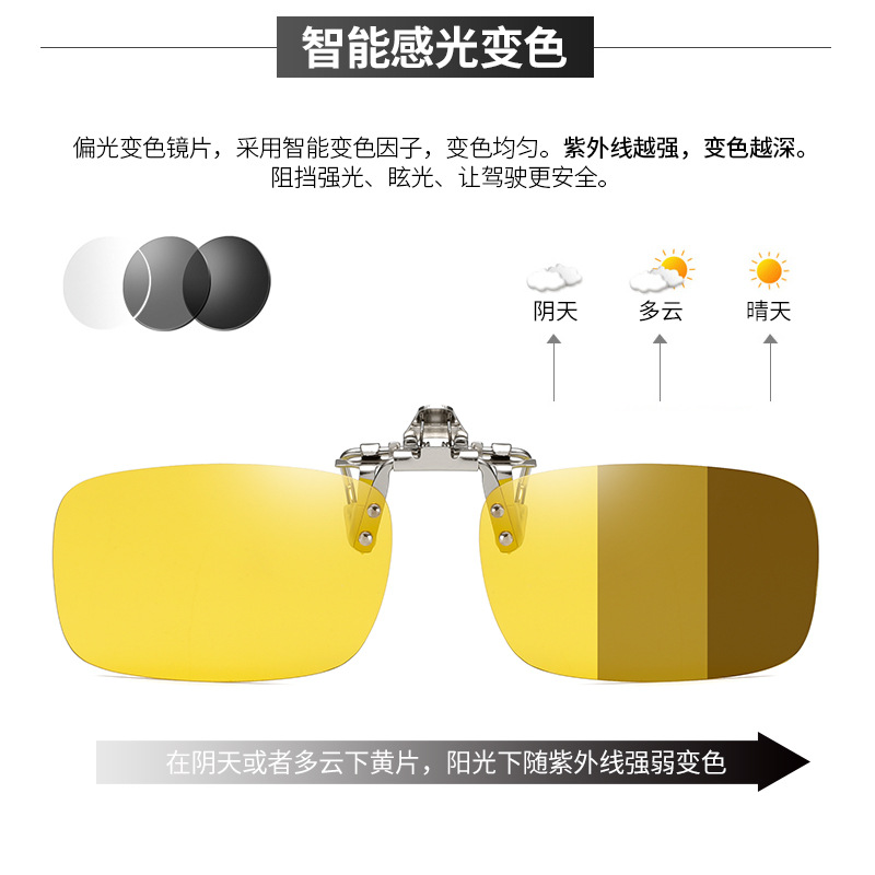 变色款偏光夹片式日夜两用太阳镜近视墨镜夹片开车驾驶夜视镜挂片