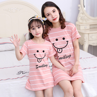 2019 summer girl Nightdress children pure cotton pajamas CUHK Home Furnishings Thin section baby Cartoon Short sleeved pajamas