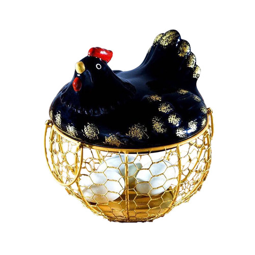 Ceramic egg basket iron storage basket kitchen decoration creative kitchen fruit and vegetable basket iron basket restaurant table basket