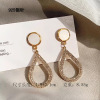 Silver needle, trend earrings, silver 925 sample, Korean style, internet celebrity, diamond encrusted, wholesale