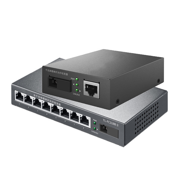 千兆单模单纤1光8电光纤收发器 3KM A/B 光电转换器 厂家批发