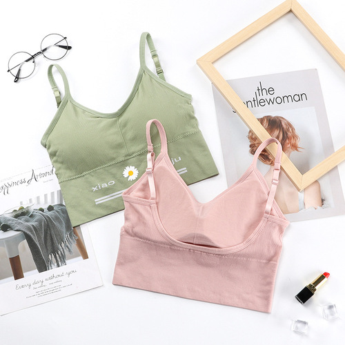 New seamless King's anti-exposure sports vest underwear, fashionable little daisy big U beautiful back girl wrapped chest tube top