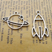 WW65 15*30mm 合金飞机火箭卫星古银色饰品配件复古150个/包1.5克