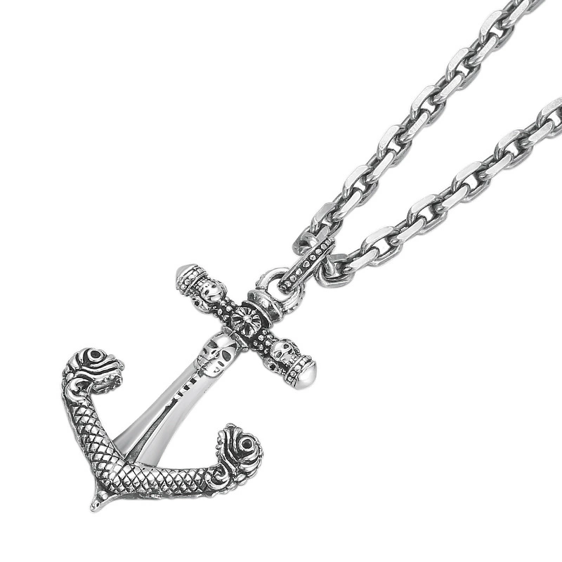Retro accessory, trend fashionable necklace, pendant for men and women, silver 925 sample, Korean style
