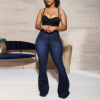 Amazon deseo europeo y americano más tamaño de las mujeres estiramiento cintura alta Denim Pantalones eaby pantalones delgados image 9