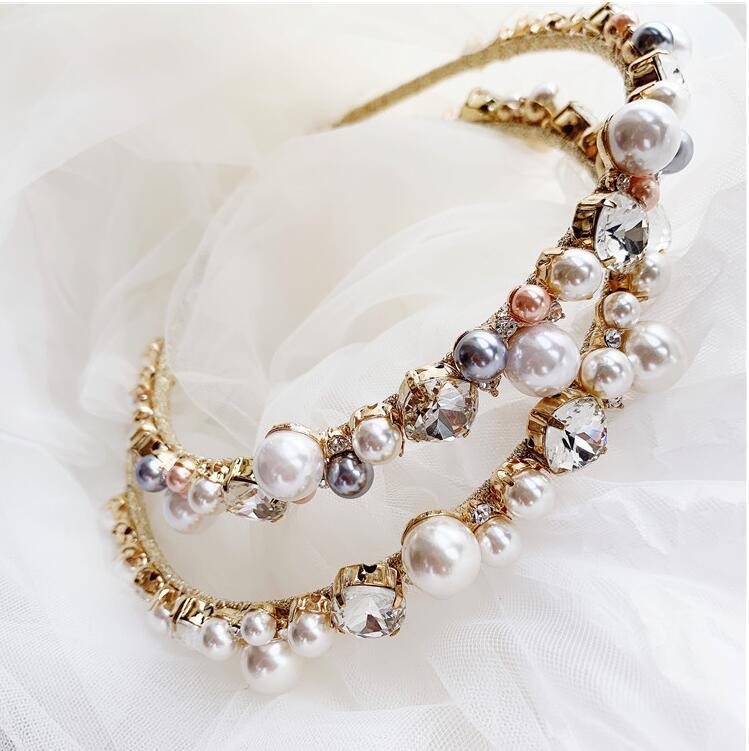 Baroque Style U Shape Alloy Inlay Rhinestones Pearl Hair Band 1 Piece display picture 1