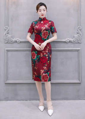 Chinese Dresses Qipao for women robe chinoise cheongsam Single layer long jacquard cotton cheongsam