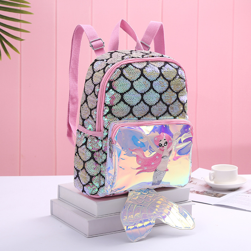 Cute Cartoon Sequins Oval Zipper Fashion Backpack display picture 1