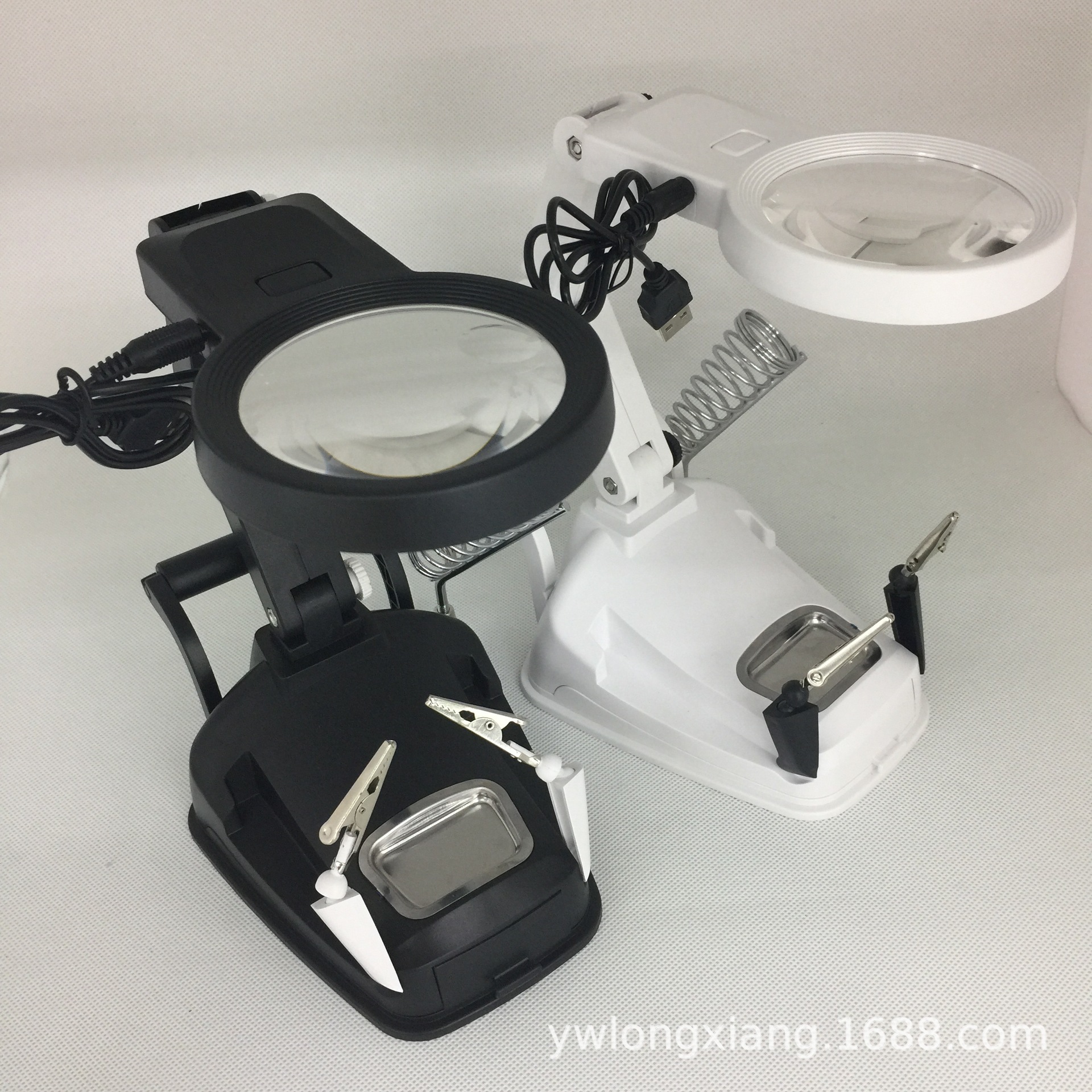 TH7027新款360度旋转维修阅读鉴定带LED高清台式多功能放大镜USB