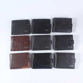 男士钱包PU皮现货短款商务个性纽扣多功能皮具多款轻盈收纳压花