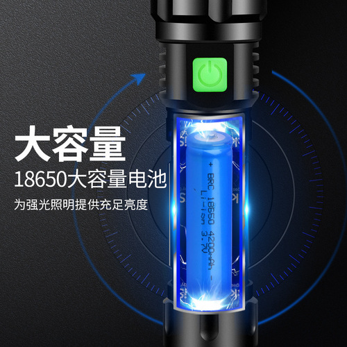 LED flashlight for home emergency, retractable mini zoom long-range outdoor fishing and climbing rechargeable flashlight